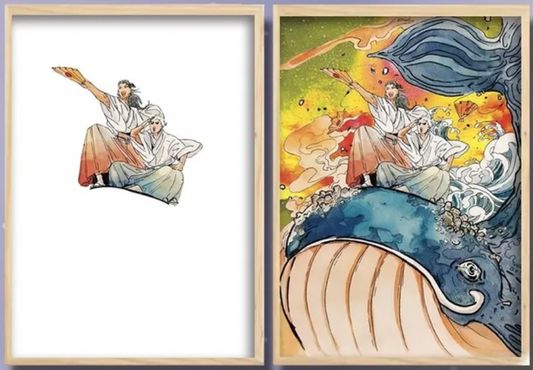 Tokyo Sorcery | Gojo & Geto on a Whale LED Painting