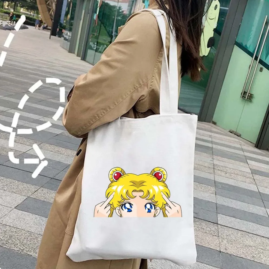 Sac fourre-tout Sailor Moon Doesn't Care (blanc)