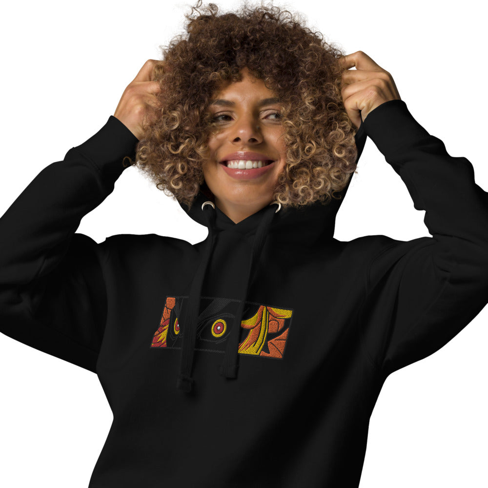 Dämonentöter Kyojuro Rengoku Flame Hashira Blackout-Kapuzenpullover (bestickt)