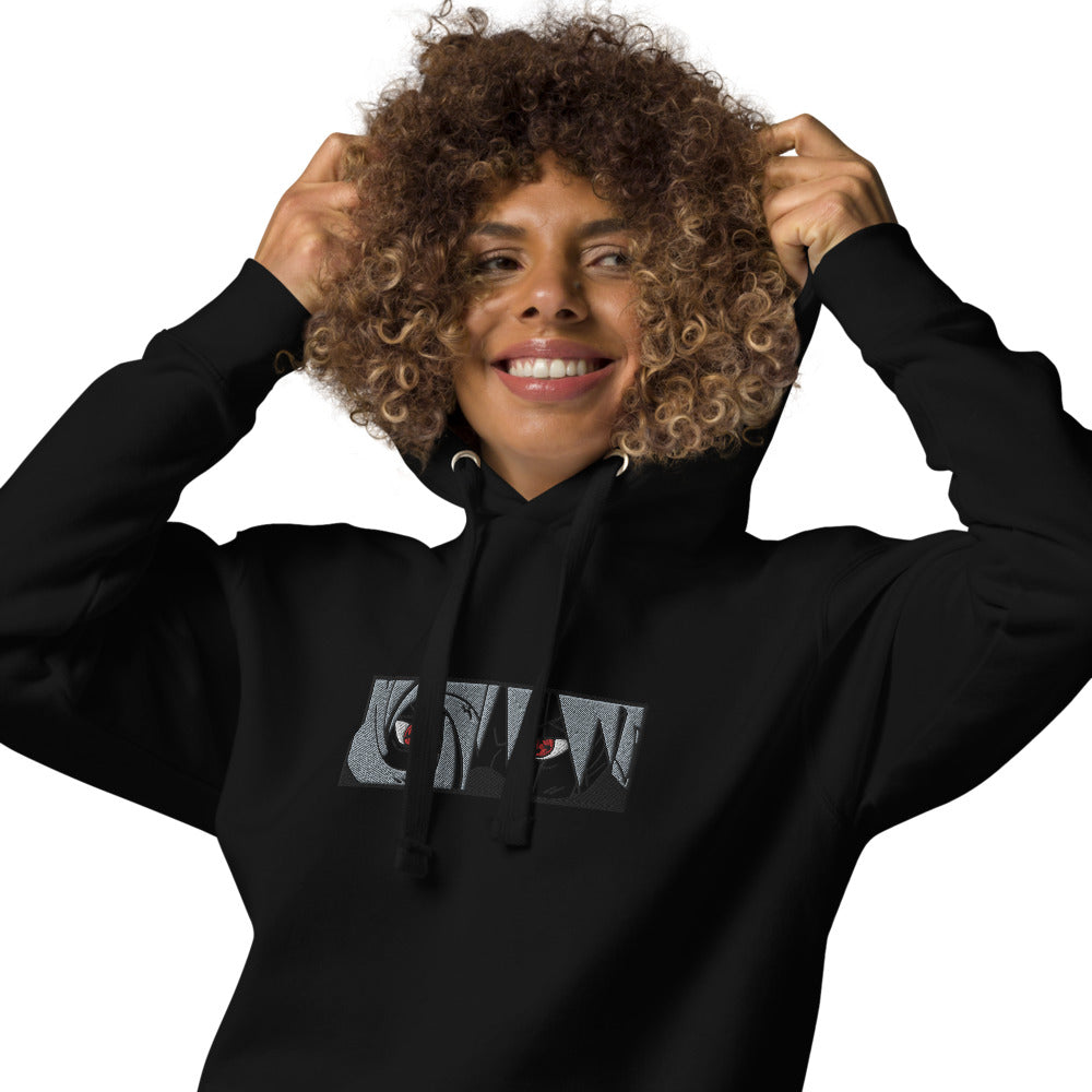 Naruto – Kakashi & Obito Mangekyo Sharingan Blackout Hoodie (bestickt)