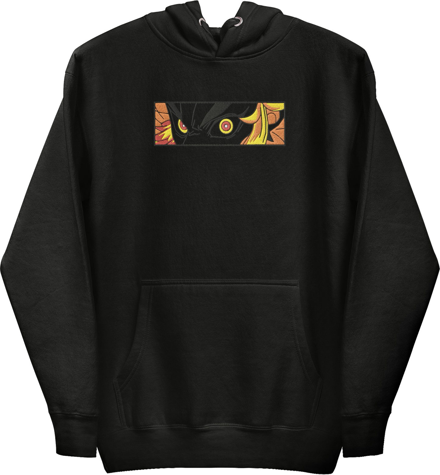 Dämonentöter Kyojuro Rengoku Flame Hashira Blackout-Kapuzenpullover (bestickt)