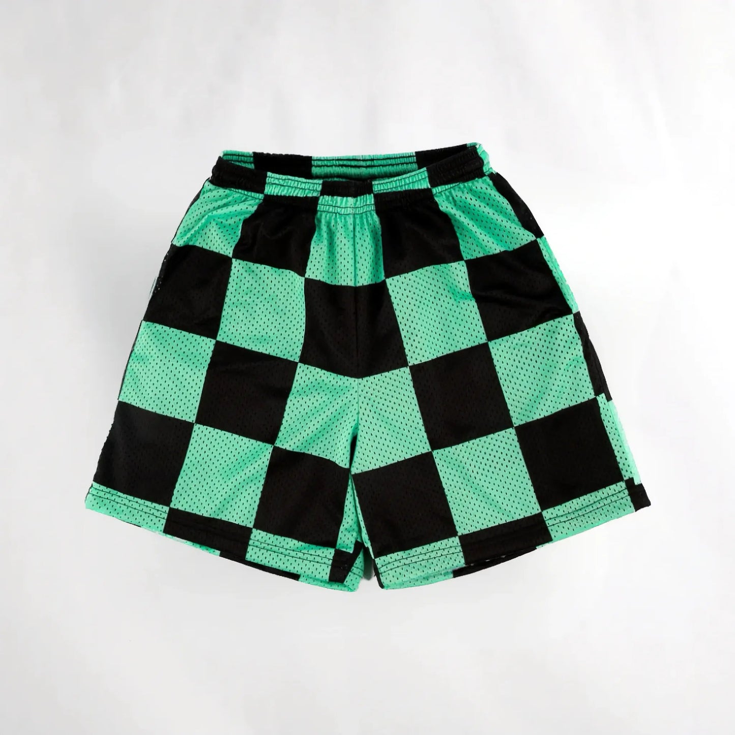 Green Check Mesh Shorts