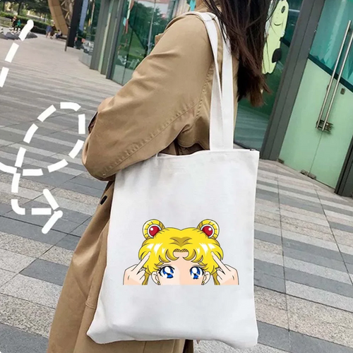 Sac fourre-tout Sailor Moon Doesn't Care (blanc) 