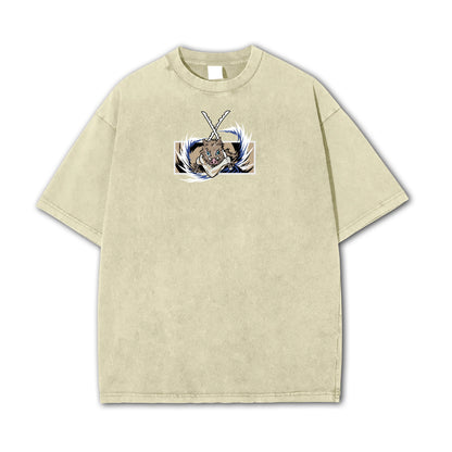 Blade of Demon Hunters Boar Head Fighter Hashibara Vintage T-Shirt