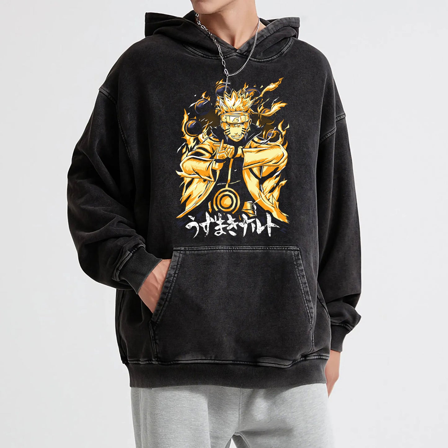 Hidden Leaf Shinobi Kyuubi + Sage Mode Vintage Hoodie
