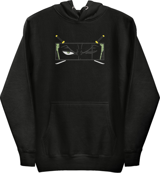 One Piece Zoro Blackout-Kapuzenpullover (bestickt)